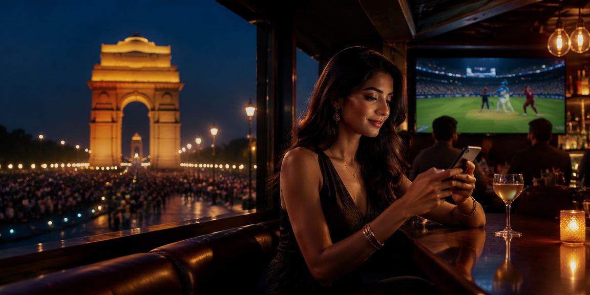 Player enjoying online Rummy during India Gate festivity in Delhi