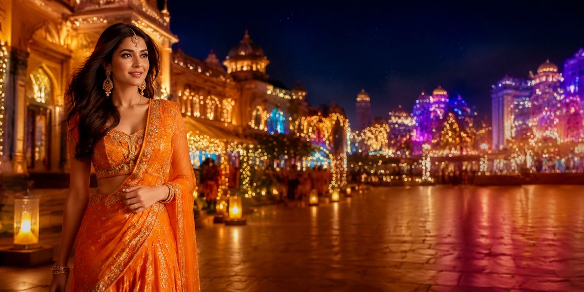 Nighttime Indian casino entertainment scene with vibrant neon lights